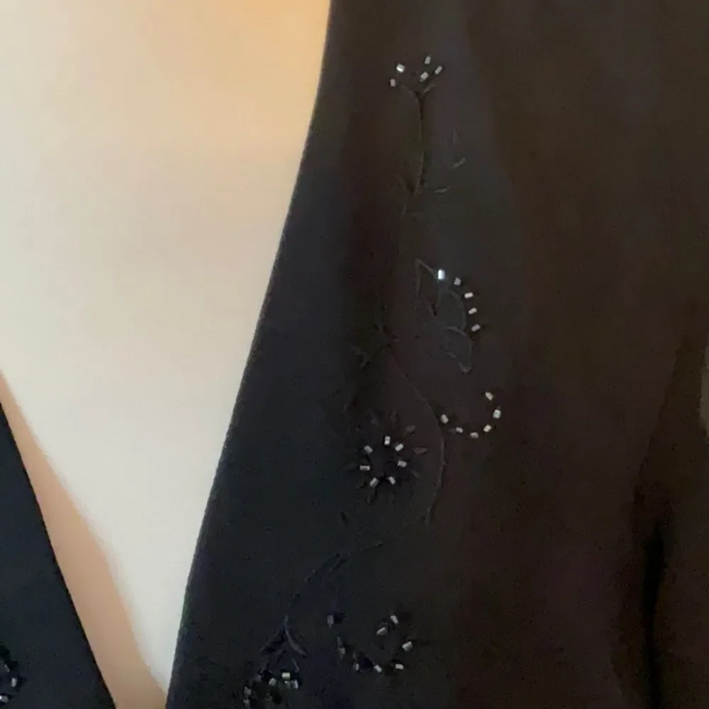 R &‎ K Originals Blazer Jacket Coverup Black Sheer Sleeves Size 12